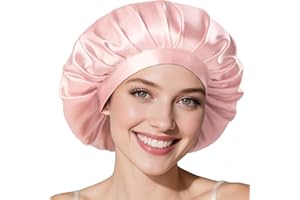 LitBear 22 Momme Seidenhaube zum Schlafen - Schlafmütze aus 100% Maulbeerseide, 100% Silk Bonnet mit elastischem Band, atmungsaktive und verstellbare Schlafhaube für lockiges Haar