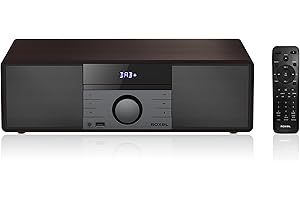 ROXEL RCD 400 Lecteur CD compact tout-en-un Système Hi-Fi Radio DAB/DAB+ Lecteur CD/MP3/Lecture USB avec haut-parleurs,radio FM et numérique et affichage LED blanc