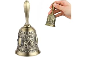 LEOINAER Clochette à Main en métal Laiton – Service Call Bell, Design Vintage, Son Clair et Fort, Haute Qualité, 1 Pièce, Couleur Bronze Cloche à Main rétro Clochette de pour Restaurant, Hôtel, Cuisine, Bar