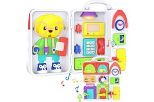 GIAPOO Busy Board Toddlers Toys for 1 2 3 year old, 20 in 1 Montessori Toys with Music and Light, Sensory Toys for Basic Life Fine Motor Skills, Educational Learning Toys Birthday Gift for Boys Girls