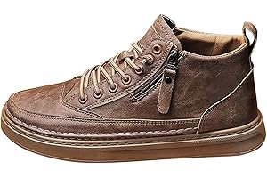 Generisch Scarpe da uomo impermeabili in pelle, scarpe da ginnastica alte e invernali, stivaletti sportivi con cerniere, traspiranti, per il tempo libero, morbide, antiscivolo, scarpe sportive