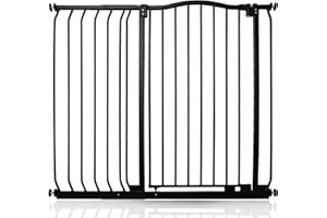 Bettacare Extra Tall Curved Top Dog Gate, 107cm - 116cm, Matt Black, Extra Tall 100cm in Height, Pressure Fit Pet Gate for Dog and Puppy, Pet and Dog Barrier, Easy Installation