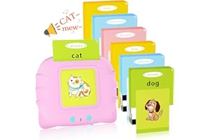 AVESA Talking Flash Cards with British English, 224 Words Flashcards Learning Reading Machine, Early Educational Toys Interactive Gift for 2 3 4 5 6 Years Old Baby Boys Girls (Pink, Pink)