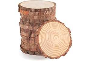 DING YONGLIANG Tranches de Bois Naturel, Rondin de Bois 11-12cm sans Trou 10 Pcs Tranches de Bois Naturel Convient pour Decoration Noel Bois, Marque Place Mariage