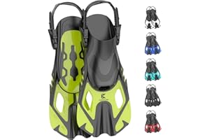 Khroom Palmes Courtes réglables Taille 32-47 | avec Sac à Palmes | pour Adultes ( Femmes & Hommes ) & Enfants | Palmes de plongée - pour entraînement de Natation