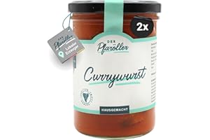 ‎DER PFARÖLLER DER PFARÖLLER Currywurst im Glas – saftige Bratwurst in würziger Currysauce – 2 Gläser mit jeweils 400 gr. - Fertiggericht, haltbar & schnell zubereitet – Streetfood-Klassiker für zuhause