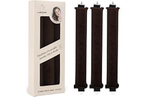 Luckybear Jumbo Heatless Hair Curler, 3pcs Satin Flexi Rods for All Hair Types, Heatless Overnight Curls Styling Tools, Soft Velvet Satin Brown