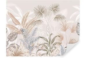 GENERIC Tapeko - Carta da parati jungle, tropicali, fotomurali premium 400x280 cm, stile 3D giungla, tropici, palme, foglie, alberi, carta da parati 3d per camera letto, soggiorno, u06685