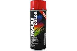 Maxi Color NEW QUALITY Sprühlack Lackspray Glanz 400ml Universelle spray Nitro-zellulose Farbe Sprühlack schnell trocknender Sprühfarbe (RAL 3000 feuerrot glänzend)