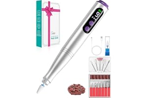 Fofile Ponceuse pour Ongles Professionnelle, 12 en 1 Lime Ongle Electrique sans Fil, 20000 tr/min 9 Vitesses Réglables , Machine Ongles avec LED Écran Numérique pour Manucure Pédicure (Argenté)