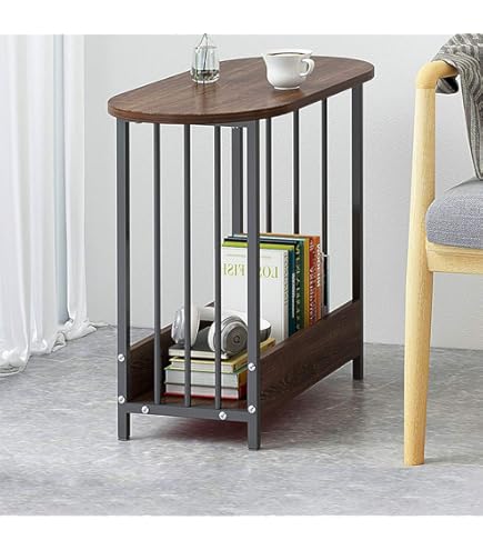 Urkitd Kleine bijzettafel ovale bijzettafel voor kleine ruimtes, sofa bijzettafel voor woonkamer balkon receptie, slanke salontafel modern nachtkastje met opslag voor slaapkamer thuiskantoormeubilair