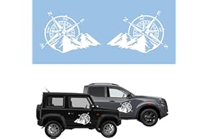 Autodomy Pegatinas Brújula Rosa de los Vientos Pack 2 Unidades 27x19 cm | Pegatinas 4x4 | Pegatina Rosa de los Vientos Mundo | Pegatina Brujula Grande 4x4 Off Road | Vinilo Autocaravana | Blanco