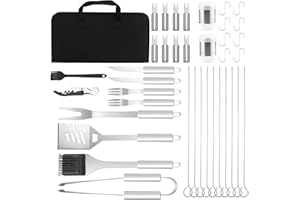 EULERYOO Kit Barbacoa 38 Piezas, Utensilios Barbacoa, Kit de Accesorios para Parrilla de Acero Inoxidable para Hombres, Accesorios Barbacoa de Acero Inoxidable, Kit Barbacoa Utensilios para Parrilladas