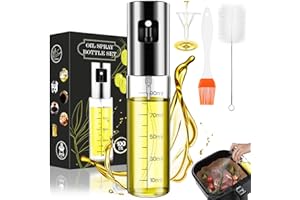 BALITTA Opryskiwacz oleju, butelka z rozpylaczem oleju spożywczego, spray do gotowania, szklany rozpylacz oleju do frytkownicy na gorące powietrze z pędzlem do pieczenia, szczotką do czyszczenia i