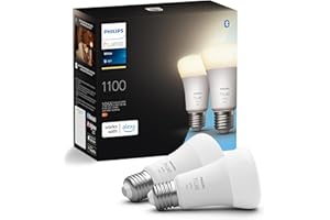 ‎PHILIPS HUE Philips Hue White E27 lampa pojedyncza 2x1055lm, ściemnialna, ciepłe białe światło, możliwość sterowania za pomocą aplikacji, kompatybilna z Amazon Alexa (Echo, Echo Dot)