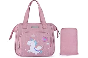 Bebamour Unicorno Baby Doll Borsa Fasciatoio con Bambola Cambiare Pad Trasportare Accessori Bambola Bambino Moda Borsa per Bambini per Neonata,Balloon Pattern
