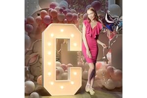 MIXIFOX 4FT Light Up Letters Birthday Decoration: Large Cardboard Letters C for Party, Marquee Letters for Graduation Decorations Baby Shower Wedding Decor, Mosaic Balloon Arch Stand Pre-cut DIY Number