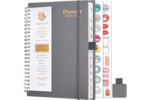 GUMIHO Agenda Semainier 2024 2025 Spirale - A5 (Juillet 2024 - Juin 2025)-Agenda Scolaire Avec boucle de stylo, Autocollants de plan (Gris)