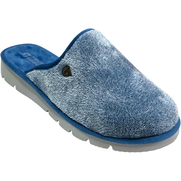 Tiglio Ciabatte Invernali Donna Calde | Pantofole Chiuse Made In Italy | Suola Pelle Sintetica Blu 37
