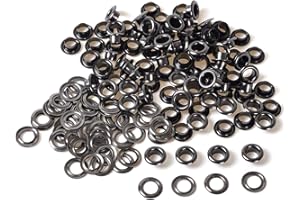 Trimming Shop 4mm Eyelets with Washers Durable Iron Grommets for Clothing Decoration, DIY Projects, Leathercraft, Scrapbooking, Shoes, Bags, Gunmetal, 100pcs