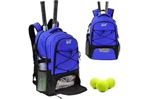 WOLT Tennis Bag Large Tennis Racket Backpack for Women Men, Holds 2 Racquets with Shoe Compartment Fits Badminton Pickleball Squash Racket
