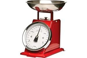 PREMIER Housewares 0807229 Bilancia da Cucina in Acciaio Inossidabile, 3 kg, Rosso