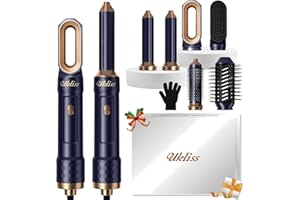 Sèche Cheveux 6 en 1, UKLISS Airstyler & Brosse Souflante Set avec Seche Cheveux Brushing, Boucleur a Air, Thermal Brush, Brosse Lissante, Hair Dryer Airbrush, Hairstyler Cadeaux pour Femmes (Blu)