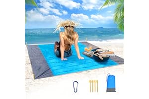 BYTLXM Coperta da Spiaggia, Coperta da Spiaggia Portatile 210 x 200 cm, Anti Sabbia Tappetino, Coperta Picnic Impermeabile, con 4 Picchetti Fixed per picnic, Campeggio, Spiaggia, viaggi