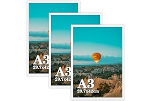 Vasemouh Ramka na zdjęcia A3 na ścianę, idealna do domu, biura, z PCW, zestaw 3 sztuk, kolor biały