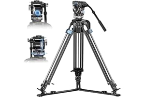 SIRUI SQ75+VHS10 Trípode de Video Profesional en Fibra de Carbono, Altura Máxima 182cm, 7 Niveles de Contrapeso, 4 Modos de Amortiguación, Carga 18 kg, Sistema Rápido y Estable para Cámaras
