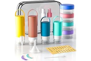 FUNGLAM 16 Pack Juego de Botellas de Viaje Silicona - Botes Rellenables para Viaje, Para Champús Lociones y Artículos de Tocador, a Prueba de Fugas