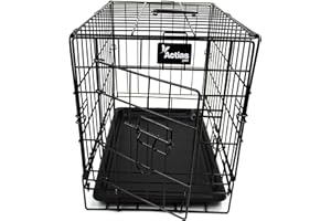 Actiaspet - Foldable Metal Dog Cage with Removable Tray (Black, 20 Inch)