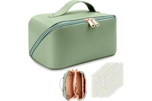 Yokilly Organizador de Maquillaje,PU Neceser Mujer,Bolsa De Viaje Multifuncional Impermeable,Neceser Maquillaje Grande Neceser Viaje Mujer,con 10 Piezas Bolsas De Almacenamiento(Verde)