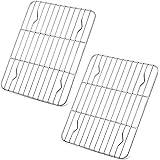 TEAMFAR Abkühlgitter 2er-Set, Auskühlgitter Kuchengitter aus Edelstahl zum Braten Backen Grillen Kühlen Auskühlen, 24,5 x 19 