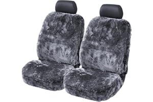 ‎TORREX Torrex 2Stk Lammfell-Sitzbezug - kein Patchwork - Vollbezug mit allgemeiner Betriebserlaubnis (ABE) Universalgröße (Farbe Anthrazit, 2 Bezüge)