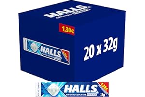 Halls Original, Caramella Balsamica alla Menta Senza Zucchero, confezione da 20 sticks da 32g