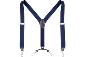 Ausukler Bretelle da uomo extra forti 3,5 cm di larghezza con gancio girevole Heavy Duty Men Braces nero