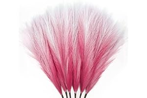 MultiValue 6 sztuk dekoracji z trawy pampasowej, 40 cm, puszysty sztuczny pompon, trawa, boho, niekończące się włosy, sztuczne pióra pampasowe, kwiaty, do dekoracji weselnej w stylu boho, kolor różowy