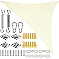 Belle Vous Cream Triangle Sun Shade Sail Set - 2 x 2 x 2m/6.5 x 6.5 x 6.5ft Waterproof Sunshade Awning Canopy with Ropes - Outdoor UV Block Sunscreen Canopy Shelter for Garden Patio or Backyard