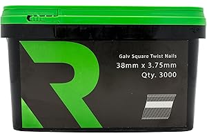 RIKA FFNR012 1st Fix PPN Collated Nails Galv Square Twist 38mm x 3.75mm 3000Pk (No Fuel) for Use with Most Nail Guns and Nailers First Fix Internal and External Use in a Waterproof Tub