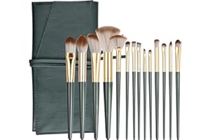 FESSOSKO 14Pcs Pinceaux Maquillages Professionnel, Cosmétique Pinceaux Kit Pinceau Estompeur Maquillage Yeux Poils Synthétiques, Vert Foncé Maquillage Set de Brosse pour Blush (Pinceaux avec sac)