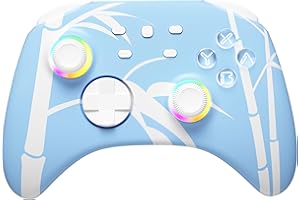 Mytrix Controller Wireless Pro con joystick effetto Hall/trigger Hall (nessuna deriva), controller Bluetooth blu per Nintendo Switch, PC Windows iOS Android Steam con luce RGB/programmabile/Turbo