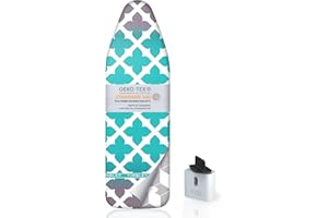 Timbley® Funda Comfort para Tabla de Planchar - 3 Capas - 116-125 x 37-42 (M) - Planchado cómodo - Apta para estación de Vapor - Turquesa/Gris