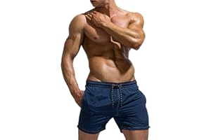 Tofern Męskie kąpielówki, szybkoschnące, chłopięce, kąpielówki, z podszewką z siateczki, z regulowanym ściągaczem