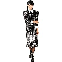 Rubies Costume De Mercredi Addams Pour Filles - Robe Imprimée Avec Col - Officiel De Wednesday Addams Pour Halloween, Carnaval Et Cosplay