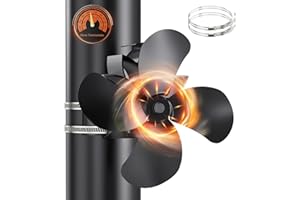 Do-Electr Magnetico Ventilatore per Stufa a Legna 4 Pale, Silenzioso Ventilatore per Camino con Termometro, per Bruciatore di Tronchi/Stufa/Camino/Alimentato a Caldo