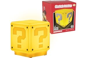 Paladone Luz Bloque de Pregunta Super Mario - Lámpara Oficial Super Mario, Decoración Gamer, Funciona a Pilas