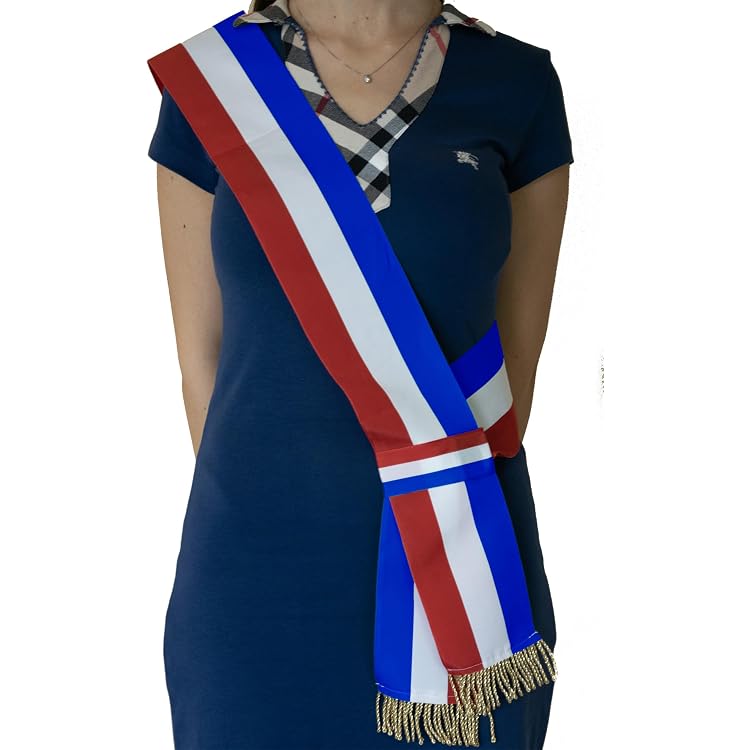 Echarpe Tricolore SANTEX 8 Cm X 2 M - Bleu Blanc Rouge Pour Décoration Ou Cérémonie