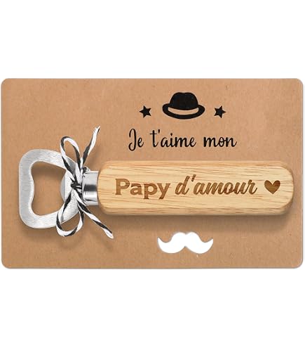 Ouvre-bouteille En Bois Gravé - Cadeau Personnalisé Pour Grand-père, Fête Des Pères, Noël, Anniversaire
