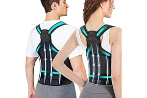 FARMIGOOD Posture Corrector Men Women Back Support Brace: Upper Comfortable Back Brace Posture Corrector Adjustable Breathable Back Stretcher Posture Corrector Shoulder Lumbar Belt Back Pain Relief Dark (L)